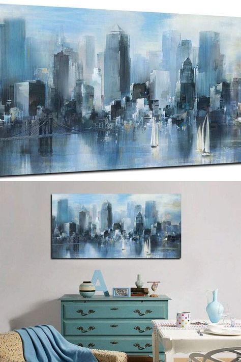 Acocifi Blue Cityscape New York Canvas Wall Art Brooklyn Bridge Painting Modern Abstract White Acocifi Blue Cityscape New York Canvas Wall Art Brooklyn Bridge Painting Modern Abstract White Brooklyn Bridge Painting, Blue Cityscape, New York Abstract, Wall Art New York, Frame For Living Room, Bridge Painting, New York Canvas, City Scapes, Painting Modern