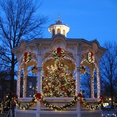 Lovely gazebo in Medina, Ohio December Decor, Gazebo Decorations, Medina Ohio, Hanging Christmas Lights, Christmas Dreaming, The Last 10 Years, Christmas Beauty, Historic District, Christmas Wonderland