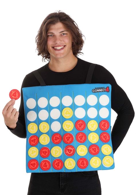 PRICES MAY VARY. Size: Standard 100% polyester Sandwich board measures approx. 19"W x 19"H Elastic shoulder & waist straps sewn to back Front has printed circles like the Connect 4 game board Enter a nostalgic and interactive fun world with the Connect Four Sandwich Board Costume for Adults. Whether you're headed to a themed event, a playful gathering, or just looking to stand out, this outfit will make you the life of the party and the most engaging game on the scene. Constructed from durable 1 Board Game Costumes, Life Size Connect Four, Connect Four Game, Games Costumes, Costumes For Adults, Connect Four, Connect 4, Board Game Pieces, Board Game Night