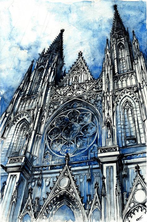 St. Vitus by Anivi Fate Core, Darkness Dragon, St Vitus, Architecture Antique, Savage Worlds, Building Drawing, Watercolor Architecture, Architecture Sketchbook, Architecture Drawing Art