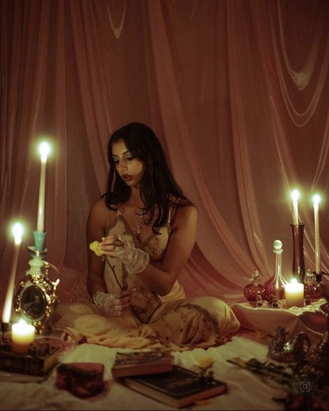 A Woman, Candles, Bed