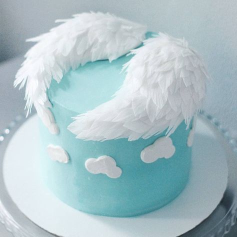 Angel Cake Design, Angel Wings Cake, Angel Cake, Baptism Cake, Character Cakes, Baby Cakes, Cake Designs Birthday, Birthday Cake Decorating, Girl Cakes