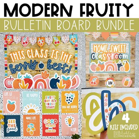 Modern Fruity Back to School Classroom Decor, Bulletin Board Kit, Classroom Posters, A-Z Letters, Door Decor, Easy Classroom Decorations - Etsy Fruit Themed Bulletin Board, Berry Classroom Theme, Fruits Classroom Decoration, Fruit Themed Classroom Decor, Fruit Bulletin Board Ideas, Fruit Classroom Decor, Fruit Classroom Theme, Fruit Classroom, Back To School Classroom Decorations