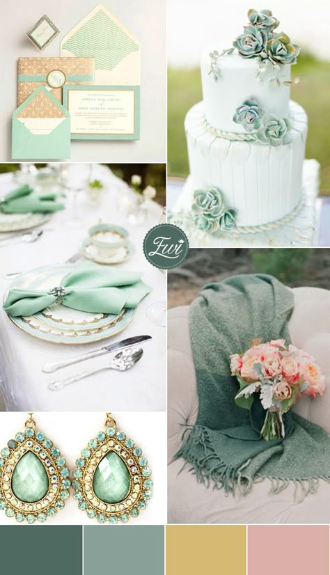 2015 trending jewel tones jade and gold wedding color schemes Jade Wedding Theme, Jade Wedding Colors, Gold Wedding Color Schemes, Jewel Tones Wedding, Unique Wedding Gift Ideas, Fall Wedding Bridesmaids, Jade Wedding, Rustic Wedding Colors, Gold Wedding Colors