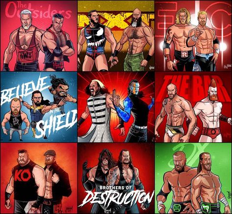 Who’s your favorite tag team from any era of wrestling? Comment below and they could be my next illustration! #tagteam #theoutsiders #diy… Tag Team Wrestling, Wwf Logo Wrestling, Retro Wrestling Poster, Wrestlemania 29, Marvel Cards, Wwe Tag Teams, Nostalgia Art, Wrestling Posters, Wwf Wrestling 80s Wwe Superstars