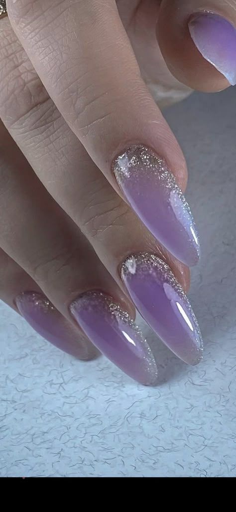 Sparkly Ombre Nails, Natural Acrylic Nails, Lilac Nails, Romantic Nails, Chrome Nails Designs, Nail Design Inspiration, Blush Nails, Work Nails, Sparkly Nails