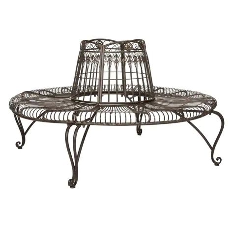 Safavieh Ally Darling Wrought Iron 60.25-in. Outdoor Tree Bench | Hayneedle Outdoor Tree Bench, Circular Garden, Classic Romantic Style, Patio Benches, Tree Bench, Outdoor Garden Bench, Wrought Iron Design, Public Seating, Patio Bench