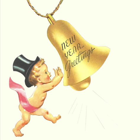 Retro Baby New Year with top hat and gold bell Vintage New Years Eve Postcards, Vintage New Years Eve Pictures, Vintage New Years Cards, New Years Vintage, New Years Eve Pictures, Vintage New Years, New Year Meme, New Year Vintage, Retro New Year