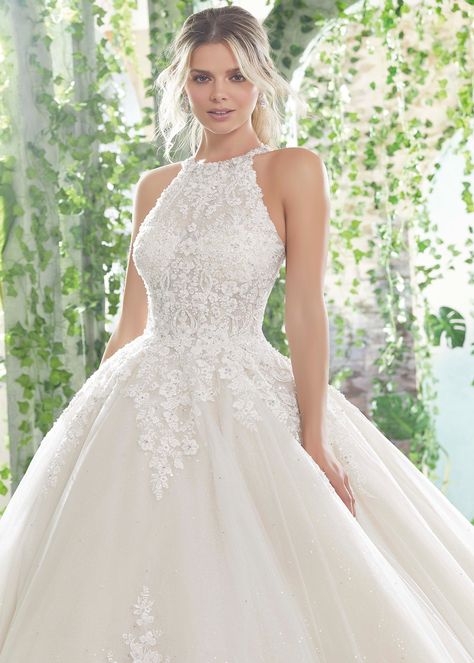 1728 - PRIMAVERA by Mori Lee | Confetti & Lace Art Dresses, Mori Lee Wedding Dress, Halter Wedding, Wedding Dresses Lace Ballgown, Halter Wedding Dress, Spring Wedding Dress, Pnina Tornai, White Wedding Dress, Mori Lee