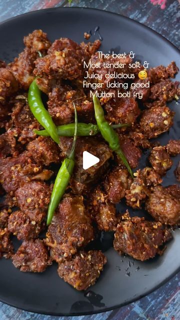 Inshaa zabi.. on Instagram: "Street style mutton boti fry 

The best a
Most tender soft & Juicy delicious
Finger licking good
Multon boti fry 🤤

Don’t forget to like share save this & follow @cook_with_inshaa 

Ingredients 
400,gm boneless mutton 
1.5 tblsp ginger garlic paste 
3, tblsp yogurt 
Half lemon juice 
Salt to taste 
1. Roasted cumin coriander mix powder 
Half tspn turmeric powder 
1, tspn garam masala powder 
1, tspn red chilli powder 
1, tspn mutton masala powder 

10,dry red chilli’s 
1, tspn black pepper 
7,cardamom 
1, tspn cumin seeds 
1.5 tspn dry coriander seeds 

2, tblsp corn flour 
1. Tspn Kashmiri red chilli powder 
Fry oil 

#muttonbotifry  #muttonfry  #muttonrecipes #recipe #streetrecipe #streetfood  #easyrecipes" Dry Mutton Recipes, Mutton Masala, Garam Masala Powder, Ginger Garlic Paste, Red Chilli Powder, Mutton Recipes, Cumin Seeds, Corn Flour, Pakistani Food