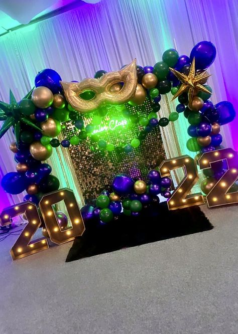 New Orleans Masquerade Party, New Orleans Hoco Theme, Marci Grad Party Ideas, New Orleans Backdrop, Mardi Gras Theme Birthday Party, Masquerade 40th Birthday Party Ideas, Mardi Gras Party Decorations Backdrops, Mardi Gras Sweet 16, Masquerade Dance Theme