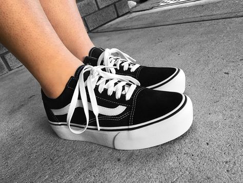 @vans_australia Old Skool Platforms $129.95 FREE SHIPPING • absolutely loving them • Old Skool Stackform, Vans All Black Platform, Old Skool Platform Vans, Black Platform Vans, Old Skool Platform, Vans Old School, Platform Vans, Old Skool Black, Vans Old Skool