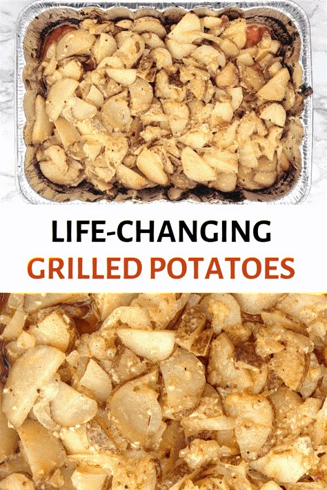 Potato Dishes For Bbq, Potatoes On The Grill In Foil Pan, Cheesy Potatoes On The Grill, Grilled Food For A Crowd, Potatoes For A Crowd Parties, Grill Meals For A Crowd, Camping Potatoes Make Ahead, Grilling Ideas For A Crowd, Barbecue Sides For A Crowd