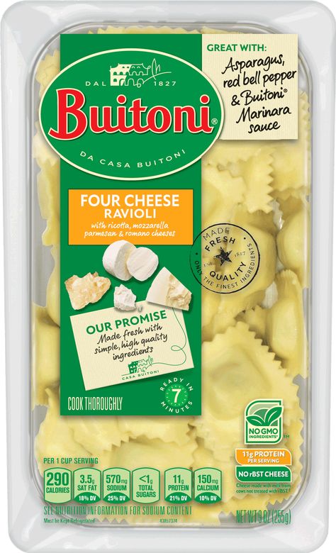 Buitoni Recipes Ravioli, Buitoni Recipes, Baked Ravioli Appetizer, Chicken Broccoli Alfredo Pasta, Four Cheese Ravioli, Broccoli Alfredo Pasta, Asparagus Pasta Recipes, Baked Ravioli, Caprese Recipes