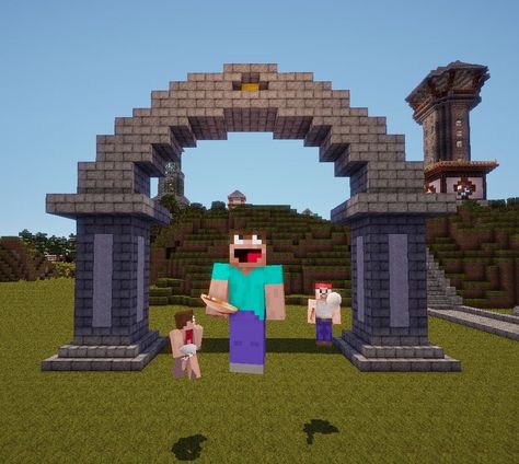 Minecraft Archway Entrance, Minecraft Gate, Minecraft Layout, Minecraft Arch, Castle Minecraft, Minecraft Town, Minecraft Kingdom, Minecraft Create, Minecraft City Buildings