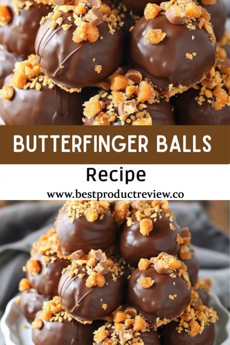 Easy Butterfinger Balls Butterfinger Buckeye Balls, Homemade Butterfinger Bars, Sweet Baking Ideas, Butter Finger Balls, Butterfingers Balls, Bon Bon Recipes, Butterfinger Balls Recipe, Butterfinger Truffles Recipe, Butterfinger Fudge Recipe