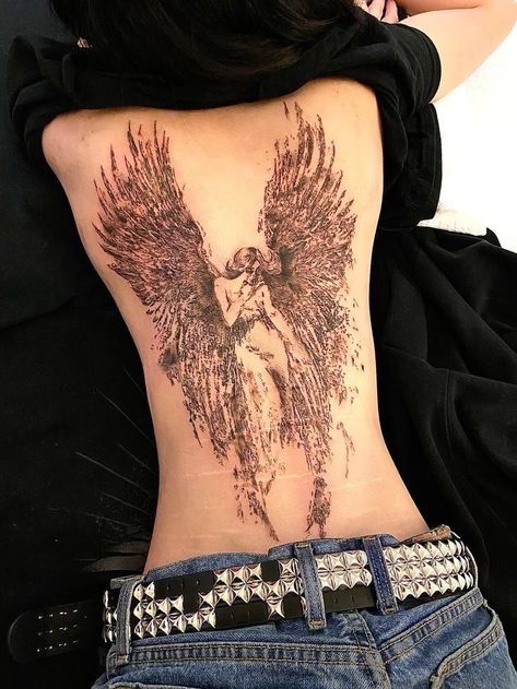 Funky Tattoos, Sick Tattoo, 4 Tattoo, Śliczne Tatuaże, Spine Tattoos, Angel Tattoo, Dream Tattoos, Elegant Tattoos, Piercings And Tattoos