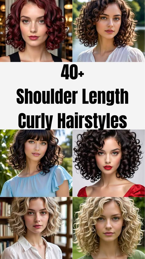 Discover the best shoulder length curly hairstyles that are perfect for adding volume and style to your curls! From layered cuts to bouncy styles, these medium-length curly hairstyles are ideal for achieving a chic, effortless look. Whether you’re after a low-maintenance style or something more glamorous, these shoulder-length hairstyles for curly hair offer tons of inspiration. Perfect for all face shapes and curl types! Best Length For Curly Hair, Haircuts For Volume Curly Hair, Medium Layered Haircuts Curly Hair, Styling Medium Length Curly Hair, Curly Hair Styles Shoulder Length, Collar Length Curly Hair, Shoulder Length For Curly Hair, Best Haircut For Frizzy Hair Over 40, Shoulder Length Hair Styles Curly