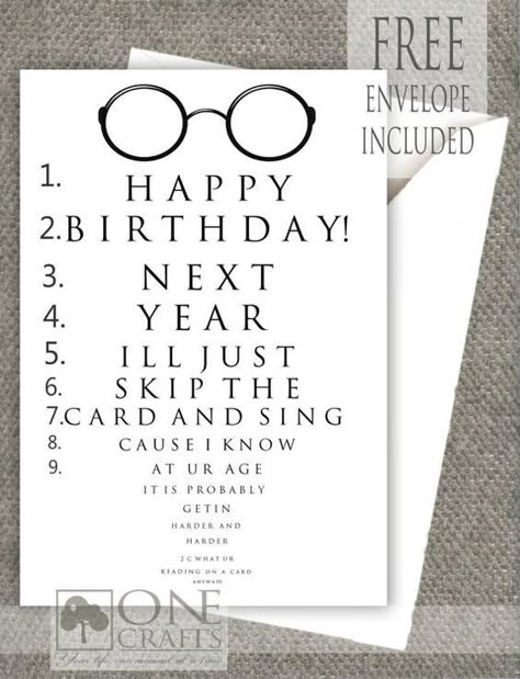 Birthday Greetings For Men, Sick Humor, Cool Birthday Cards, Birthday Cake Card, Homemade Birthday, Eye Chart, Homemade Birthday Cards, Cards For Boyfriend, Bday Cards