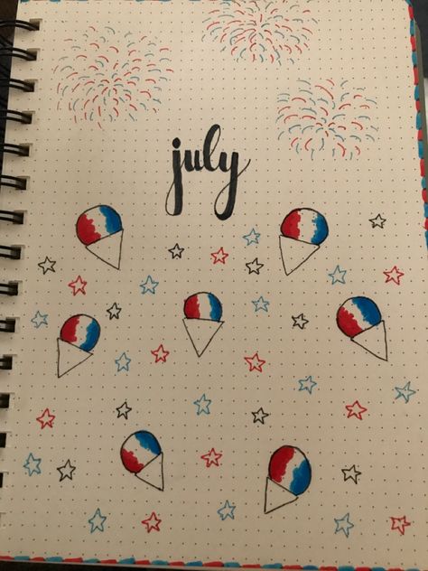 July Bullet Journal, Patriotic Treats, Bullet Journal Pages, For Journal, Diy Planner, Bullet Journaling, Journal Pages, Bullet Journal, Drawings