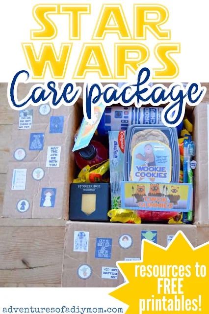 Love Star Wars? Send a Star Wars themed care package to your loved ones. Includes links to FREE printables! Birthday Care Packages, Diy Mom, Missionary Gifts, Lds Missionary, Best Craft Ideas, Maker Ideas, Upcycled Projects, Care Package Ideas, Pillow Crafts