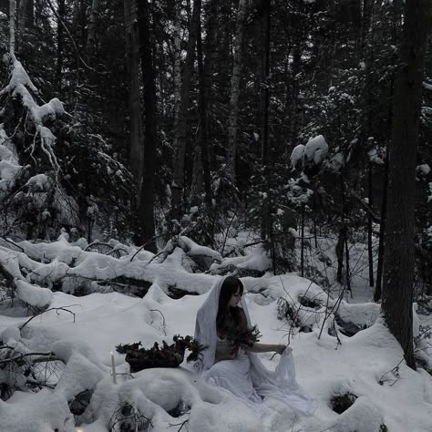 Winter Witch Photoshoot, Nordic Witch Aesthetic, Yule Photoshoot, Winter Witch Aesthetic, Evie Core, Nordic Witch, Yule Witch, Witch Photography, Whimsical Photoshoot