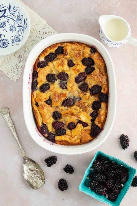 Simple Blackberry Bread Pudding Blackberry Bread, Tale Of Peter Rabbit, Make French Toast, Turbinado Sugar, Challah, Sandwich Bread, Oven Racks, Bread Pudding, Peter Rabbit