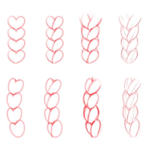 Braid Reference, Braid Drawing, Drawing Tuts, How To Draw Braids, Drawing Hair Tutorial, Braided Hair Tutorial, Concept Art Tutorial, Hair Sketch, Braided Hair