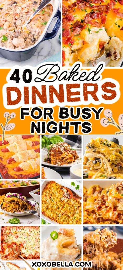 Baked dinner recipes for busy nights Easy Baked Meals, Baked Dinners, Dinner Recipe Ideas, Warm Meals, Baked Dinner Recipes, Easy Dinner Recipes Crockpot, Healthy Weeknight Meals, Baked Dinner, Pasta Dinners