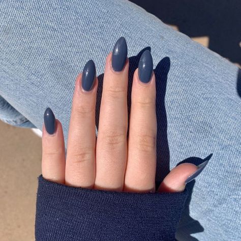 Muted Blue Nails, Muted Nails, Blue Nails Simple, Acrylics Blue, Blue Acrylics, Acrylic Nails Fall, Nail Designs Fall, Nail Designs Acrylic, Simple Acrylic