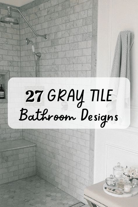 Gray Tile Bathrooms, Gray Tile Bathroom, Bathroom Designs 2023, Hexagon Tile Bathroom Floor, Grey Bathroom Floor, Hexagon Tile Bathroom, Light Grey Bathrooms, Tile Bathrooms, Gray Shower Tile