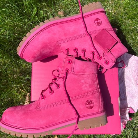 Timberlands  size 8 Pink Pink Timberland Boots Outfit, Pink Timberland Boots, Pink Timberlands, Birthday Shoes, Timberland Boots Outfit, Charcuterie Inspiration, Timberlands Shoes, Timberland Shoes, Timberlands Women