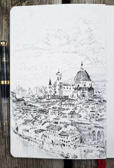 Florence Drawing Florence Drawing, Florence Sketch, Italy Sketches, Cityscape Drawing, Germany Trip, German Travel, Capstone Project, Art 2023, Sketchbook Project