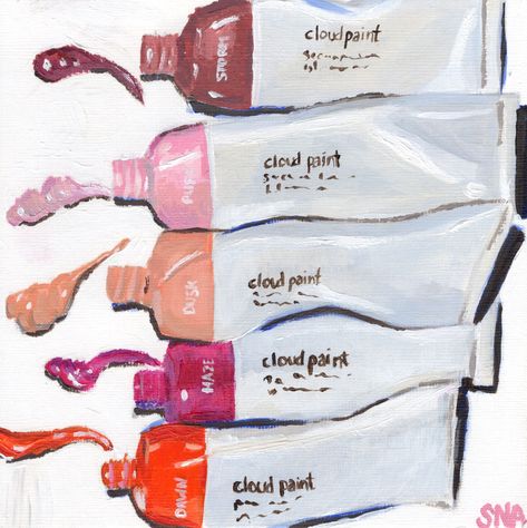 High Quality Art Print of hand-painted acrylic painting . A still life painting featuring Glossier's Cloud Paint blush tubes. The tubes are in orange, purple, peach, pink and mauve. The painting features vibrant makeup with a white background and shadows. The painting is signed. It's perfect for a beauty product & makeup lover! Perfect for a holiday gift, birthday gift, dorm room art, kitchen decor, cosmetic art, bathroom wall art, gift for sisters and friends. This original painting will be a nice accent to your interior. This piece is great for a bedroom, bathroom, dorm room, office, living room, and more! Original Medium: acrylic paint on fine art paper. Art Print Medium: Moab Bright paper. Size: 8" x 8", not framed with 1/2 inch white border. I will pack the painting with care and incl Wall Decor Girly, Makeup Painting, Glossier Girl, Gifts For Makeup Lovers, Glossier Cloud Paint, Cloud Paint, Bathroom Dorm, Dorm Room Art, Vibrant Makeup