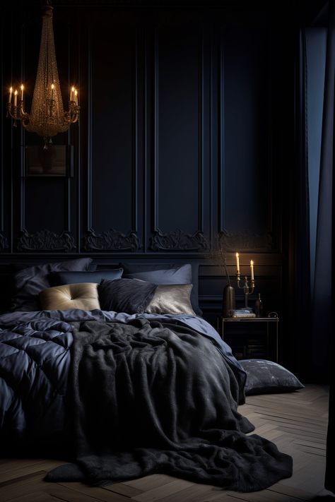 27 Dark Bedroom Ideas For A Cozy & Stylish Interior Goth Bedroom Ideas, Khaki Bedroom, Green Bedrooms, Green Cabin, Goth Bedroom, Tiny House Bedroom, Gothic Bedroom, Moody Bedroom, Feminine Bedroom