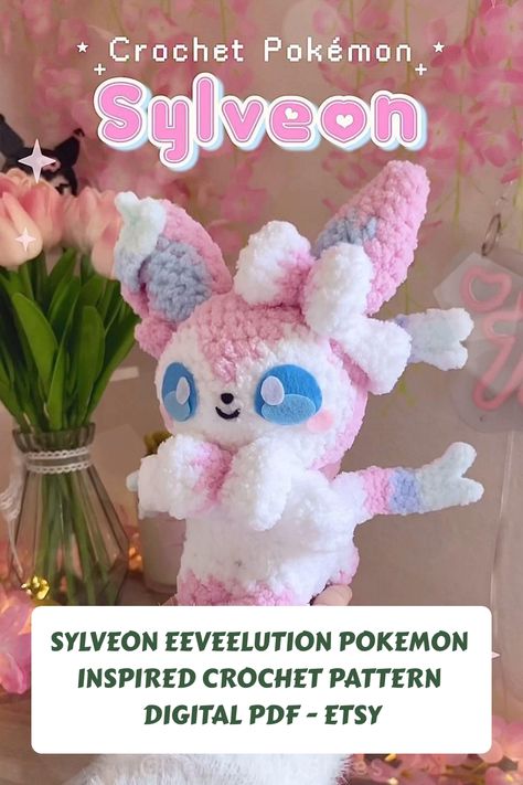 ༘⋆✿ What’s your fave Eeveelution? 🎀✨ Happy Friday my lovely friends! 💞 Here’s a little look into the process of making my Sylveon plush! This baby is definitely not a quick crochet project, but the end result is totally worth the time and effort! ✨ Thank you to everyone who supported me with this pattern release! Up next is Eevee’s pattern release which is tentatively set for April 22nd! 🗓️ 🏷️ #sylveon #eeveelution #pokemoncrochet #crochetpokemon #crochetplush #kawaiicrochet 🗝️ amigurumi, . Eevee Pokemon Crochet Pattern, Sylveon Plush Pattern, Eeveelutions Crochet, Free Pokemon Crochet Patterns, Crochet Eevee, Sylveon Plush, Pokemon Crochet Pattern, Quick Crochet Projects, Crochet Pokemon