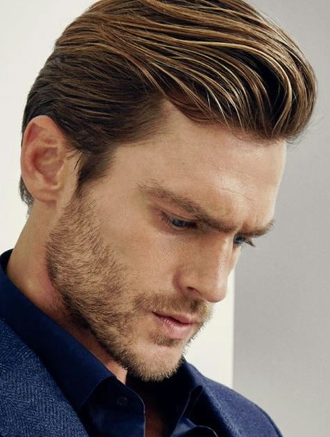 Shiny pushed back pompadour Man Hairstyle, Popular Mens Haircuts, Pompadour Haircut, Pompadour Men, Pompadour Hairstyle, Mens Hairstyles Medium, Mens Hairstyles Thick Hair, Mens Hair, Men Hairstyles