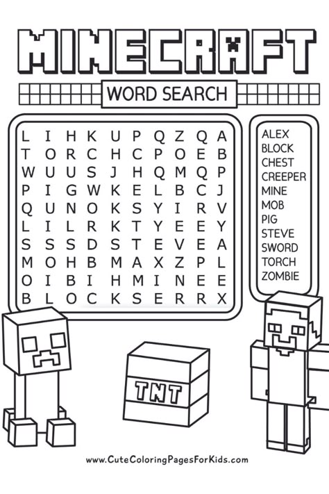 Keep the Minecraft fun going, even after screen time ends, with this free printable Minecraft themed word search puzzle. It's small and simple, for your younger Minecraft fans (more challenging puzzle also available). Plus, this activity sheet is totally free to download and print! Grab as many as you need for parties, your classroom, or just for a quiet activity at home. Craft Ideas Printable, Paper Puzzles Free Printable, Second Grade Fun Activities, Minecraft Activity Sheets Free Printable, Homework Activities For Kids, Worksheet For Middle School, Middle School Activity Sheets, Minecraft Word Search Free Printable, Cute Activity Sheets