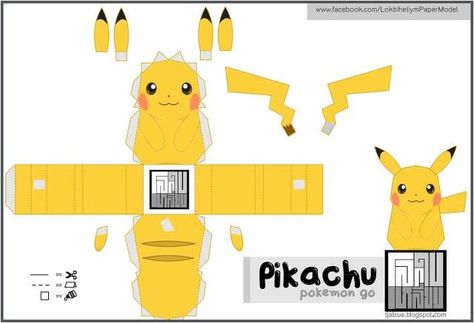 Pokemon Papercraft, Pikachu Pokemon Go, Papercraft Pokemon, Paper Masks, Pikachu Pikachu, Pokemon Diy, Pokemon Craft, Anime Paper, Paper Toys Template