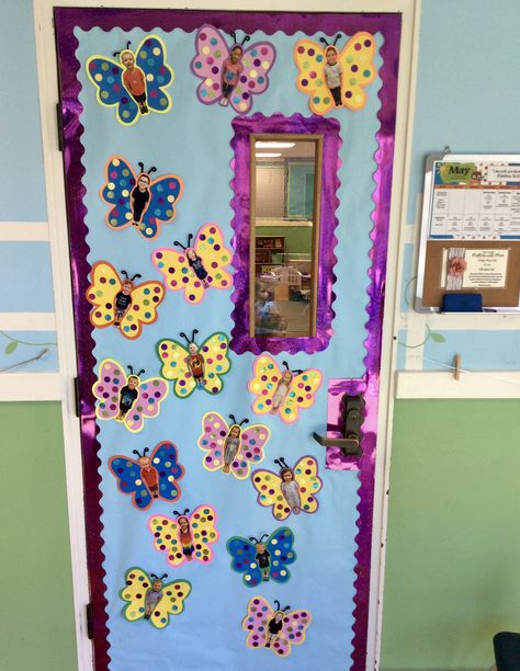 Butterfly classroom door, 5/2019 Butterfly Birthday Wall Preschool, Butterfly Classroom Door Ideas, Butterfly Classroom Theme Decorations, Butterfly Door Decorations Classroom, Butterfly Classroom Door, Spring Door Ideas For Classroom, Spring Door Ideas, Door Decorations Classroom Spring, Spring Classroom Door Ideas