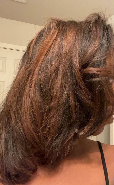 Dark Brown Dyed Hair, Brown Dyed Hair, Pressed Natural Hair, Silk Press Natural Hair, Honey Brown Hair, Ginger Hair Color, Silk Press, Honey Brown, Ginger Hair