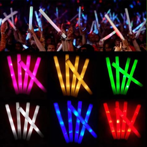 30/50 Pcs Led Foam Bar Glow In The Dark Light-Up Foam Sticks LED Soft Batons Rave Glow Wands Flashing Tube Concert for Party _ - AliExpress Mobile Led Foam Sticks, Foam Glow Sticks, Glow Stick Party, Led Light Stick, Fete Saint Patrick, Wedding Party Supplies, Presents For Kids, Glow Sticks, Party Props