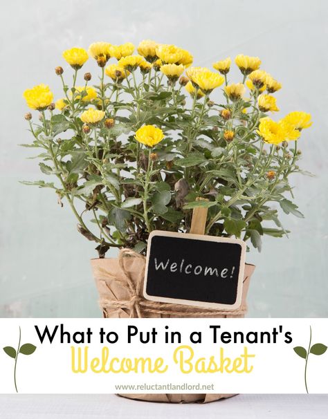 A great idea for a landlord is to create a welcome basket for your new tenants -- what a way to show hospitality and welcome them to their new home. Landlord Gift To Tenant, Welcome Gift For New Tenant, Welcome Basket For New Tenants, New Tenant Welcome Gift, Tenant Welcome Basket, Tenant Gifts, Welcome Home Basket, Kitchen Gift Baskets, Welcome New Neighbors