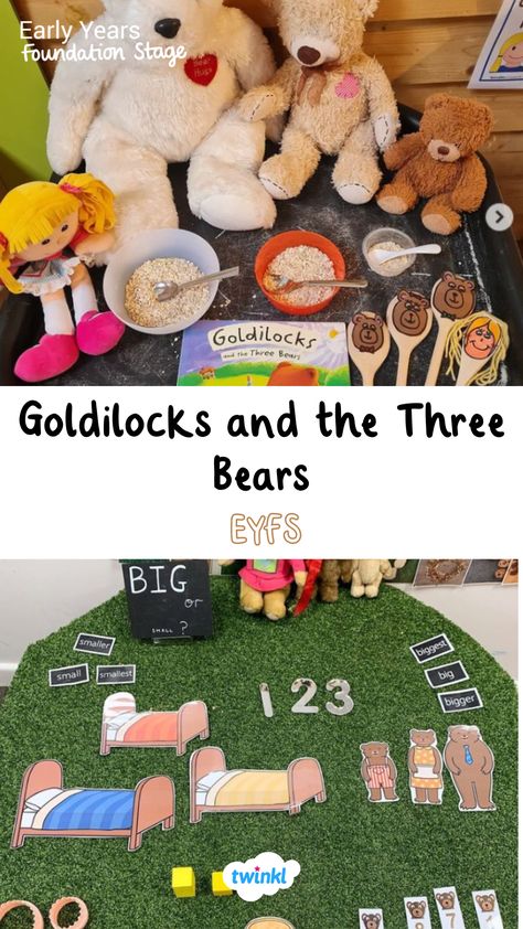 Learn all about the traditional tale Goldilocks and the Three Bears with these activities. Thanks to @preschool_ideas_with_claire @the_class_of_eyfs Goldilocks And The Three Bears Preschool Crafts Activities, Goldilocks Tuff Tray Ideas, Eyfs Traditional Tales Activities, Traditional Tales Eyfs, Goldie Locks And The Three Bears, Goldilocks And The Three Bears Activity, Goldilocks And The Three Bears Preschool, Goldilocks And The Three Bears Eyfs, Goldilocks Activities