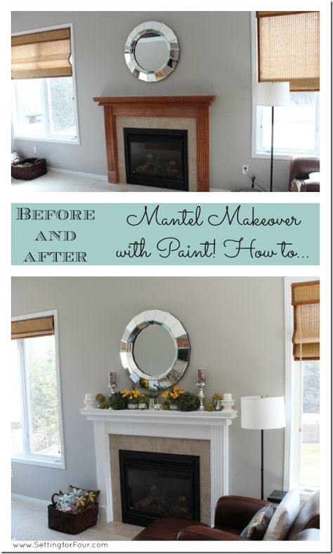 Painted Mantel, Mantel Makeover, Wood Mantel, Paint Tutorial, Paint Fireplace, Wood Fireplace Mantel, Design Websites, Trendy Living Rooms, Wood Fireplace