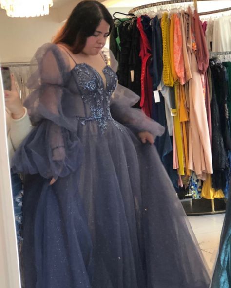 Dark Blue Prom Dress Plus Size, Masquerade Ball Gowns Blue, Midnight Masquerade Prom Dress, Plus Size Masquerade Dress, Midsize Prom Dress, Dark Blue Prom Dress, Poofy Prom Dresses, Plus Prom Dresses, Blue Flowy Dress