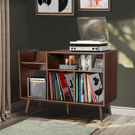 Ebern Designs Audio Cabinet | Wayfair Audio Cabinet, Record Player Speakers, Record Player Cabinet, Record Storage Cabinet, Turntable Stand, Record Player Stand, Audio Rack, Record Cabinet, Cabinet Wood