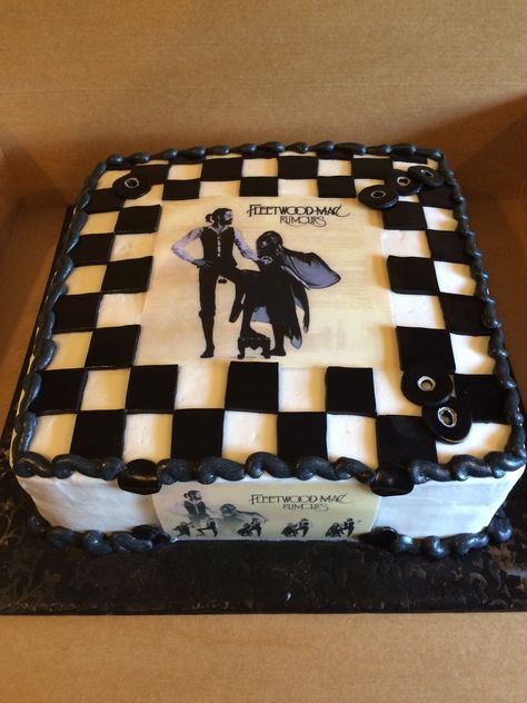 Fleetwood Mac groom's cake Fleetwood Mac Birthday Cake, Fleetwood Mac Birthday Party, Fleetwood Mac Themed Party, Fleetwood Mac Party Theme, Mac Cake, Music Themed Cakes, Oceans 8, Cheese Party, Cute Birthday Cakes