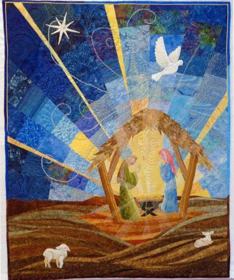 Nativity Quilt, Machine Applique Patterns, Nativity Craft, Quilt Applique, Appliqué Quilts, Holiday Quilts, The Nativity, Christmas Nativity Scene, Winter Quilts