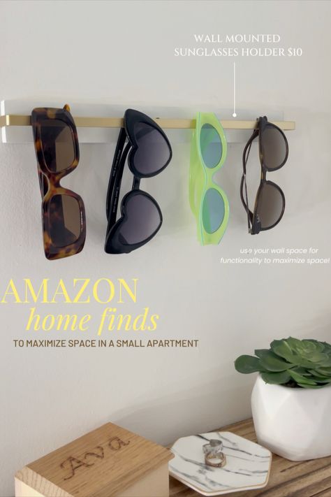 sunglasses holder wall, sunglasses organizer, functional wall decor, small apartment hacks, save space, maximizing space, amazon home finds prime day 2023, prime day 2023 finds, eyeglasses display holder, sunglasses display, bedroom organization, accessory organization, hanging jewelry organizers, functional and decorative, affordable home decor, college dorm room, first apartment, ‎‎sunglass storage display, ‎wooden sunglass rack, mkono, organization bedroom, affordable apartment decor Sunglasses Diy Holder, Sunglasses Holder Wall, Sunglasses Holder Diy, Sunglasses Organization, Sunglass Rack, Diy Sunglasses Holder, Jewelry Organizer Hanging, Sunglass Storage, Sunglasses Storage Organizers